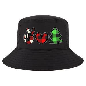 Peace Love Christmas Plaid Holiday Cool Comfort Performance Bucket Hat