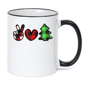 Peace Love Christmas Plaid Holiday 11oz Black Color Changing Mug