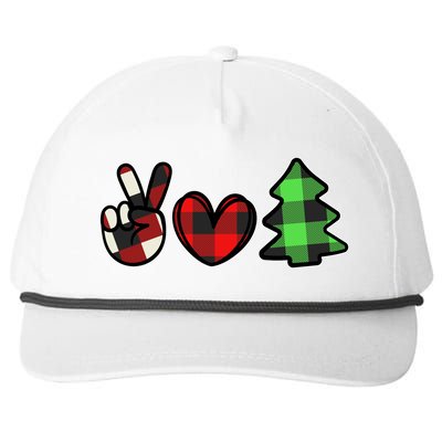 Peace Love Christmas Plaid Holiday Snapback Five-Panel Rope Hat