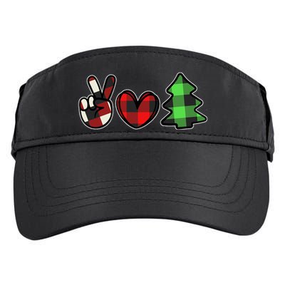 Peace Love Christmas Plaid Holiday Adult Drive Performance Visor