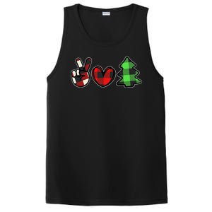 Peace Love Christmas Plaid Holiday PosiCharge Competitor Tank