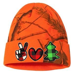 Peace Love Christmas Plaid Holiday Kati Licensed 12" Camo Beanie