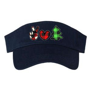 Peace Love Christmas Plaid Holiday Valucap Bio-Washed Visor