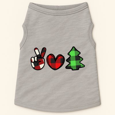Peace Love Christmas Plaid Holiday Doggie Tank