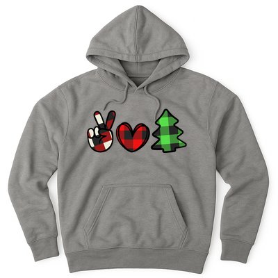 Peace Love Christmas Plaid Holiday Hoodie