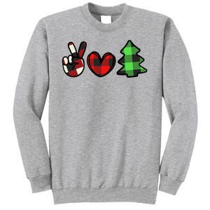 Peace Love Christmas Plaid Holiday Sweatshirt