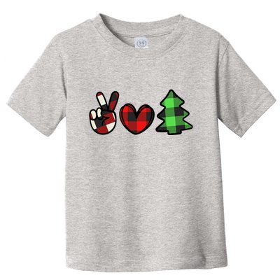 Peace Love Christmas Plaid Holiday Toddler T-Shirt