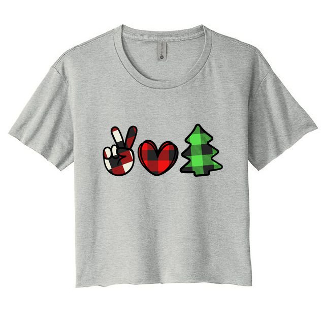 Peace Love Christmas Plaid Holiday Crop Top