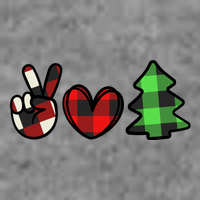 Peace Love Christmas Plaid Holiday Kids T-Shirt