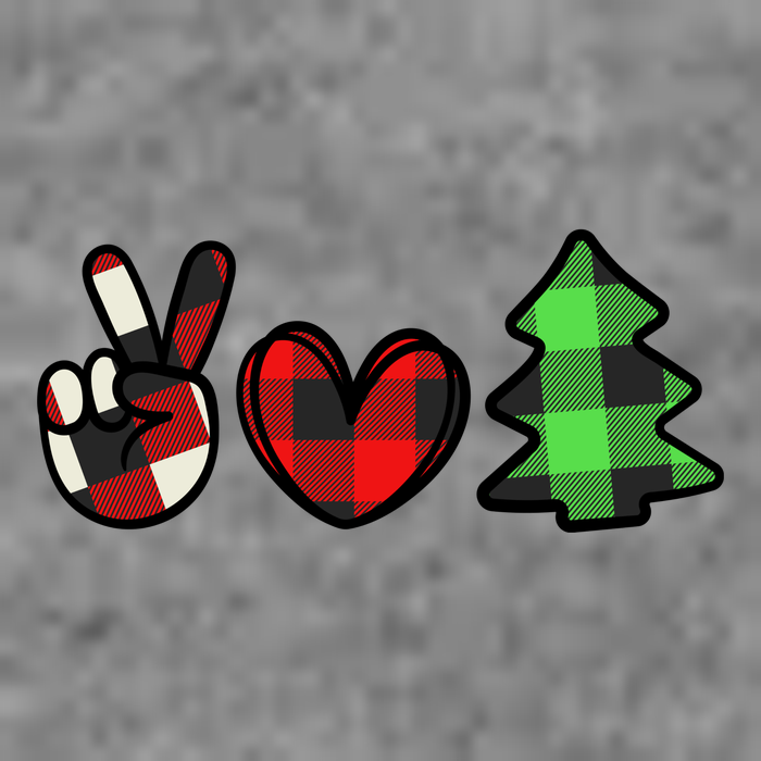 Peace Love Christmas Plaid Holiday Kids T-Shirt