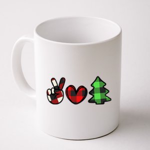 Peace Love Christmas Plaid Holiday Coffee Mug