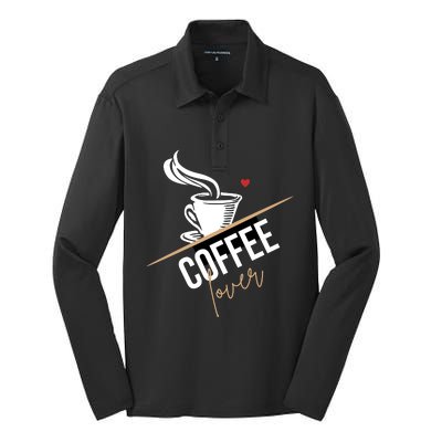 Peace Love Coffee Lovers Hippie Silk Touch Performance Long Sleeve Polo