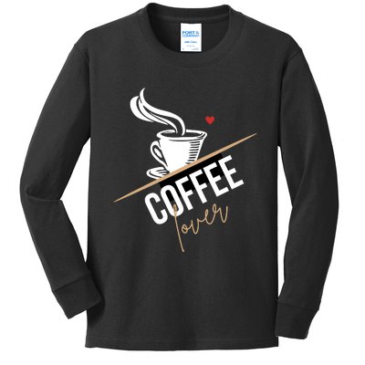 Peace Love Coffee Lovers Hippie Kids Long Sleeve Shirt