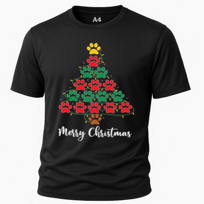 Pet Lover Christmas Tree Funny Paw Print Xmas Tree Meaningful Gift Performance Shirt