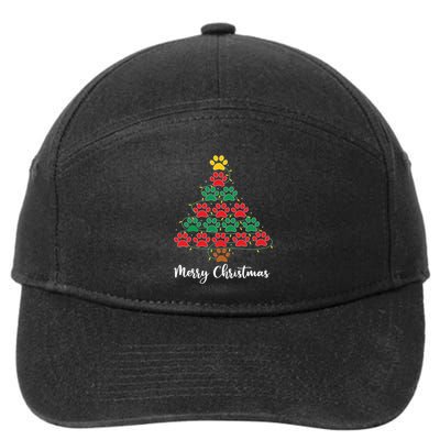 Pet Lover Christmas Tree Funny Paw Print Xmas Tree Meaningful Gift 7-Panel Snapback Hat