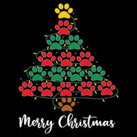Pet Lover Christmas Tree Funny Paw Print Xmas Tree Meaningful Gift Flat Bill Trucker Hat