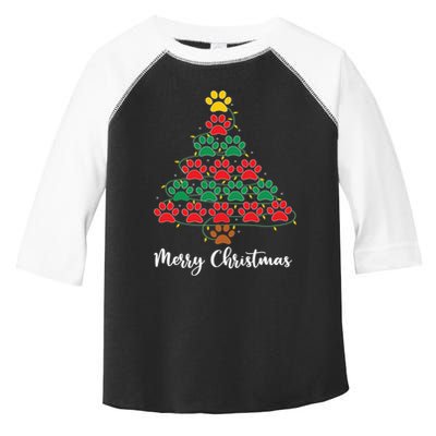 Pet Lover Christmas Tree Funny Paw Print Xmas Tree Meaningful Gift Toddler Fine Jersey T-Shirt