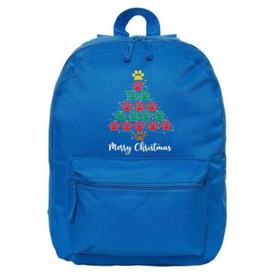 Pet Lover Christmas Tree Funny Paw Print Xmas Tree Meaningful Gift 16 in Basic Backpack