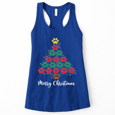Pet Lover Christmas Tree Funny Paw Print Xmas Tree Meaningful Gift Womens Tank Top