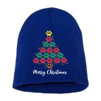 Pet Lover Christmas Tree Funny Paw Print Xmas Tree Meaningful Gift Short Acrylic Beanie