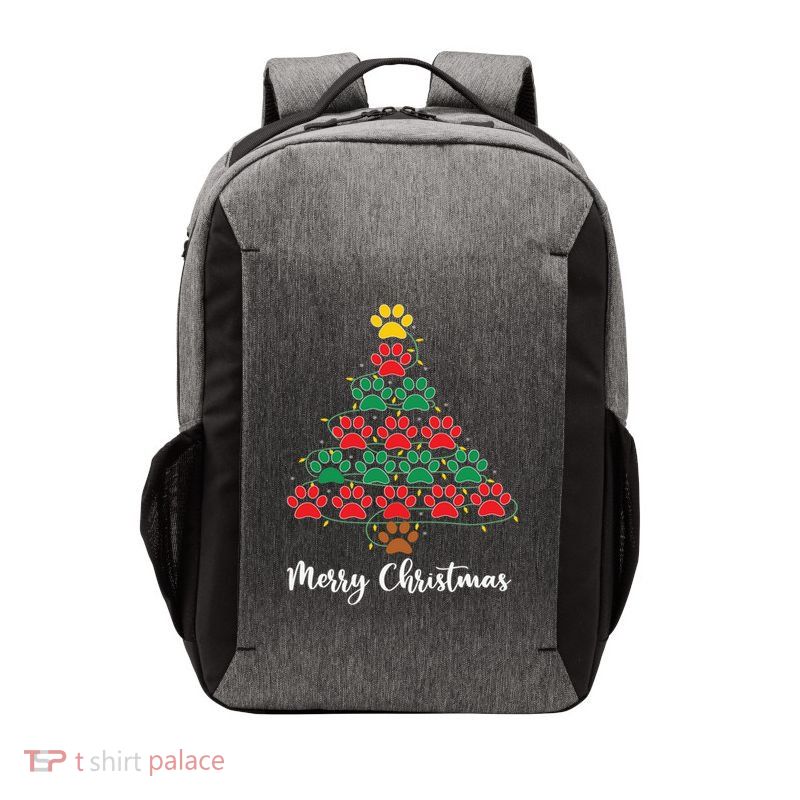 Pet Lover Christmas Tree Funny Paw Print Xmas Tree Meaningful Gift Vector Backpack