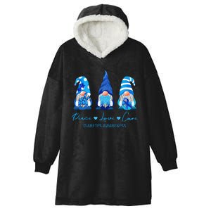 Peace Love Cure Gnome Diabetes Awareness Survivors Gifts Hooded Wearable Blanket