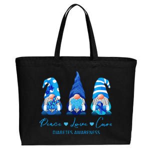 Peace Love Cure Gnome Diabetes Awareness Survivors Gifts Cotton Canvas Jumbo Tote