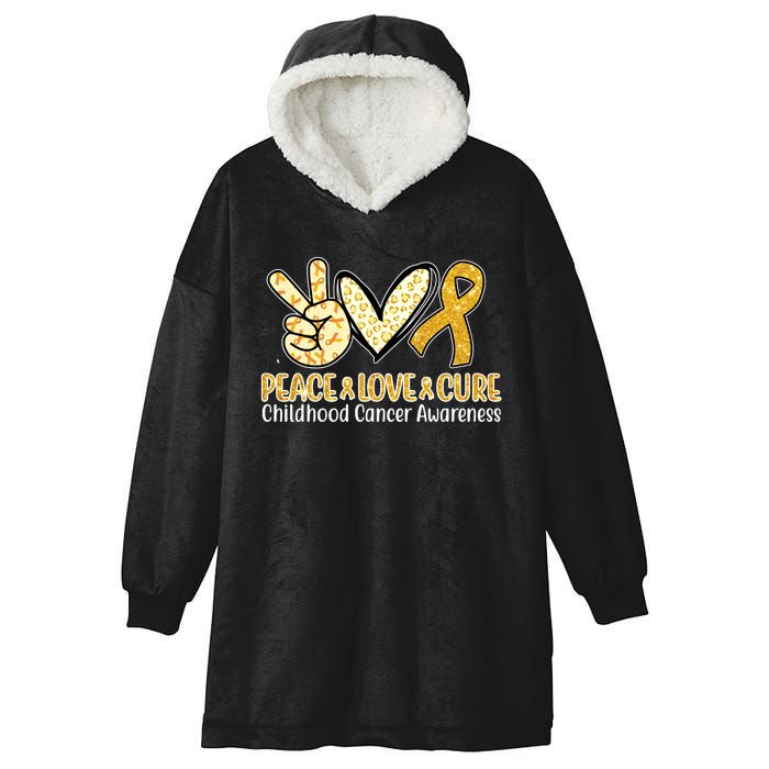 Peace Love Cure Childhood Cancer Awareness Hooded Wearable Blanket