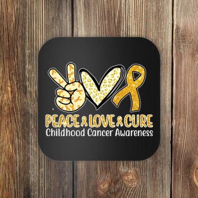 Peace Love Cure Childhood Cancer Awareness Coaster