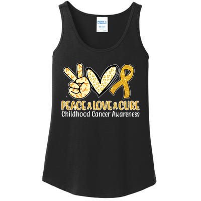 Peace Love Cure Childhood Cancer Awareness Ladies Essential Tank