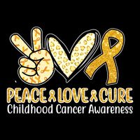 Peace Love Cure Childhood Cancer Awareness Flat Bill Trucker Hat