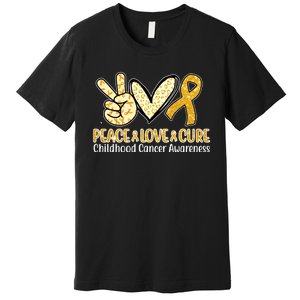 Peace Love Cure Childhood Cancer Awareness Premium T-Shirt