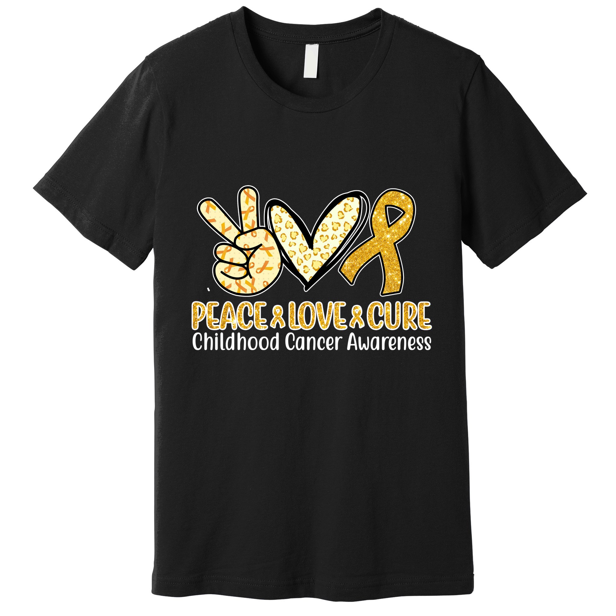 Peace Love Cure Childhood Cancer Awareness Premium T-Shirt