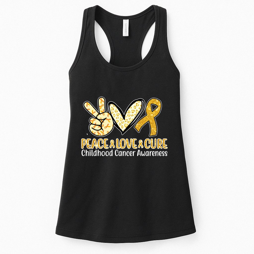 Peace Love Cure Childhood Cancer Awareness Womens Tank Top