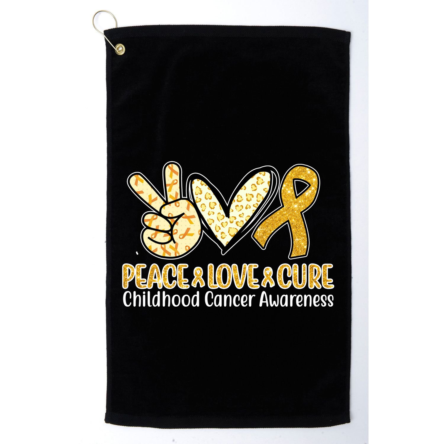 Peace Love Cure Childhood Cancer Awareness Golf Towel