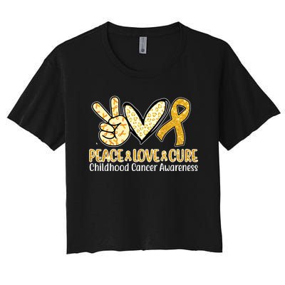 Peace Love Cure Childhood Cancer Awareness Women's Crop Top Tee