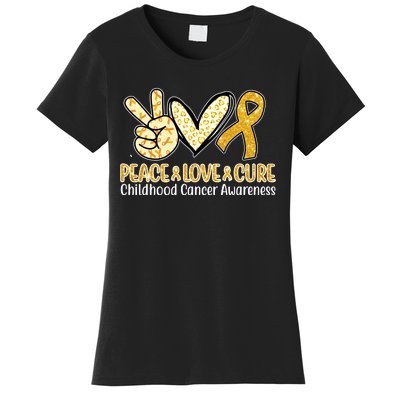 Peace Love Cure Childhood Cancer Awareness Women's T-Shirt