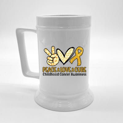 Peace Love Cure Childhood Cancer Awareness Beer Stein