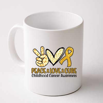 Peace Love Cure Childhood Cancer Awareness Coffee Mug