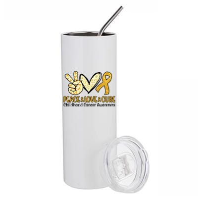 Peace Love Cure Childhood Cancer Awareness Stainless Steel Tumbler