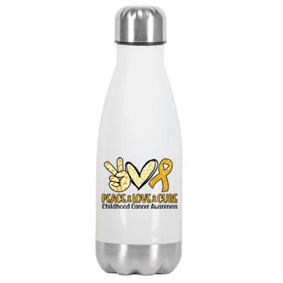 Peace Love Cure Childhood Cancer Awareness Stainless Steel Insulated Water Bottle