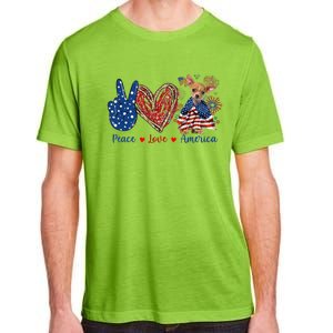 Peace Love Chihuahua Dog Patriotic America Flag 4th July Cute Gift Adult ChromaSoft Performance T-Shirt