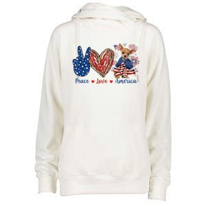 Peace Love Chihuahua Dog Patriotic America Flag 4th July Cute Gift Womens Funnel Neck Pullover Hood