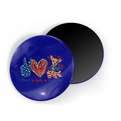 Peace Love Chihuahua Dog Patriotic America Flag 4th July Cute Gift Magnet