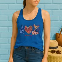 Peace Love Chihuahua Dog Patriotic America Flag 4th July Cute Gift Womens Tank Top