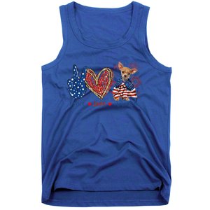 Peace Love Chihuahua Dog Patriotic America Flag 4th July Cute Gift Tank Top