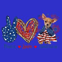 Peace Love Chihuahua Dog Patriotic America Flag 4th July Cute Gift Toddler T-Shirt