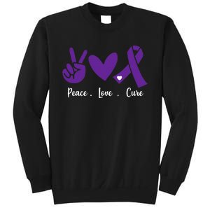 Peace Love Cure Pancreatic Cancer Awareness Purple Ribbon  Sweatshirt