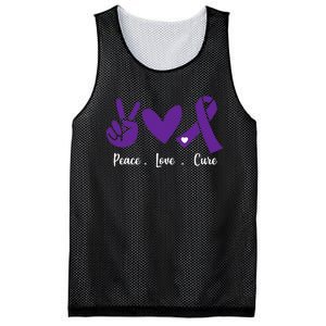 Peace Love Cure Pancreatic Cancer Awareness Purple Ribbon  Mesh Reversible Basketball Jersey Tank