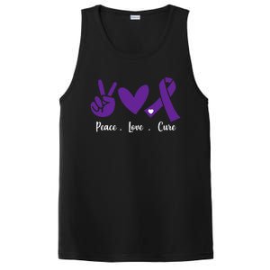 Peace Love Cure Pancreatic Cancer Awareness Purple Ribbon  PosiCharge Competitor Tank